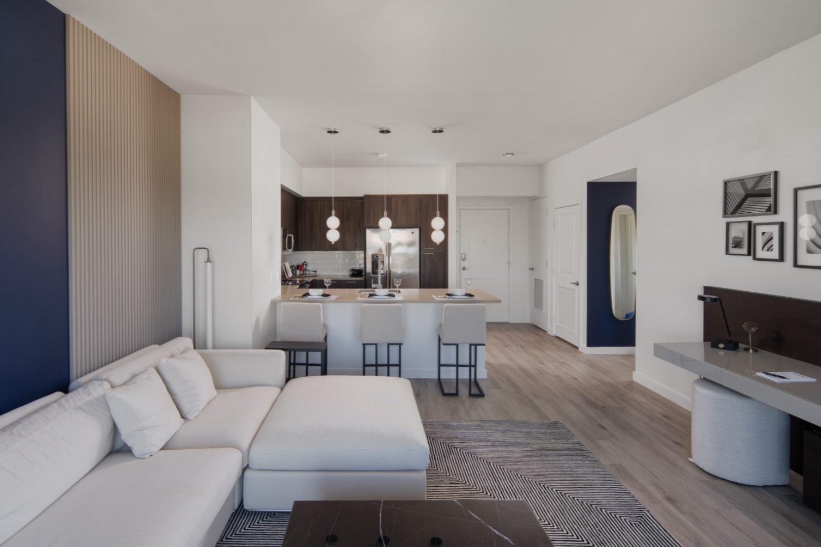 Living room and kitchen